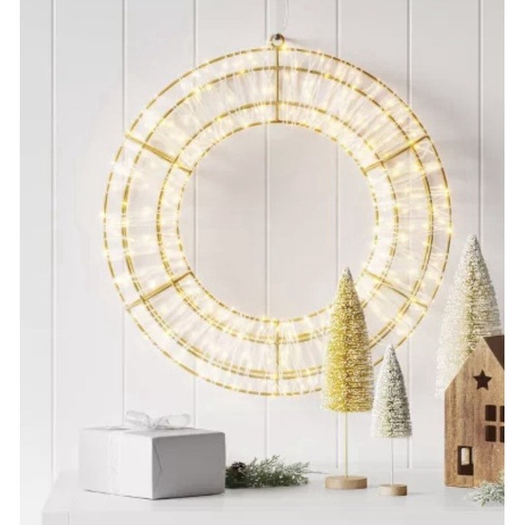 Wondershop Christmas LED Dewdrop Wreath Twinkling Warm White In/Out 15in NEW - Picture 1 of 14